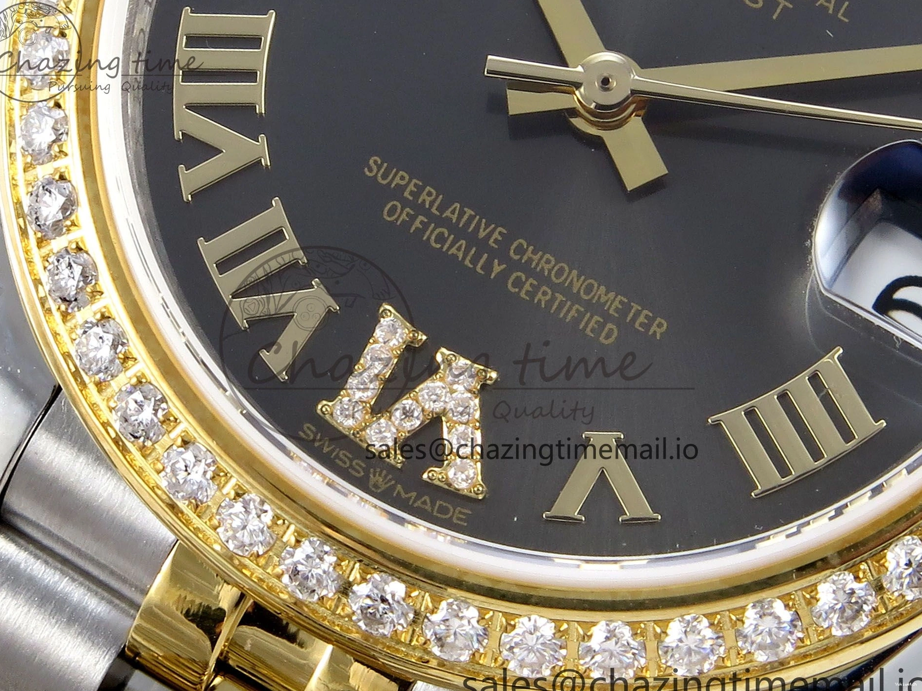 on SS YG DateJust 904L Steel Roman Jubilee Edition Diamonds HZ2236 Bracelet JARF 278383RBR Dial 1:1 Gray Best 31 0404